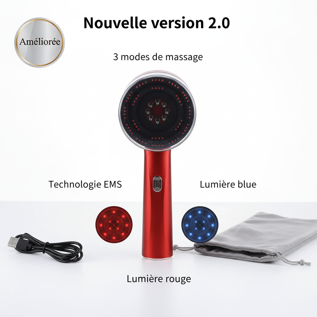 RedPulse™ • Peigne Stimulateur 3-en-1